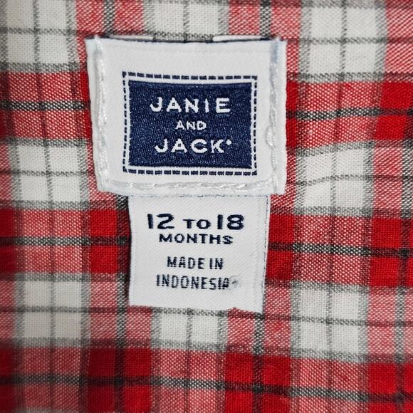 Janie and Jack Baby Boy's Holiday Plaid Button Down Oxford Shirt 12-18 M… - Picture 9 of 10